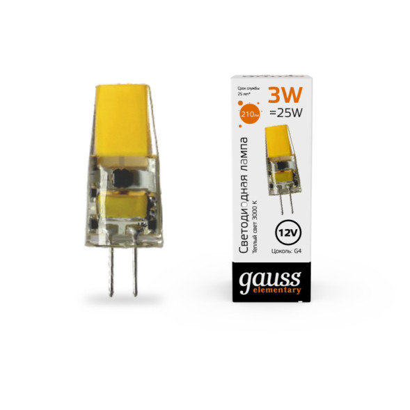 Светодиодная лампа Gauss 18713 3W 12V 250lm G4 белый (теплый)