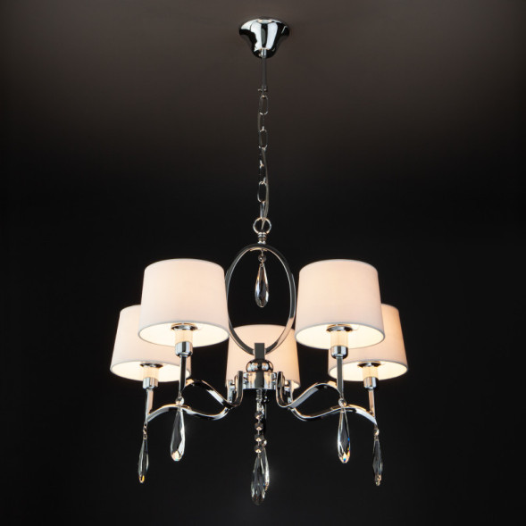 Подвесная люстра Eurosvet MADERA 10127/5 хром/прозрачный хрусталь Strotskis Smart (