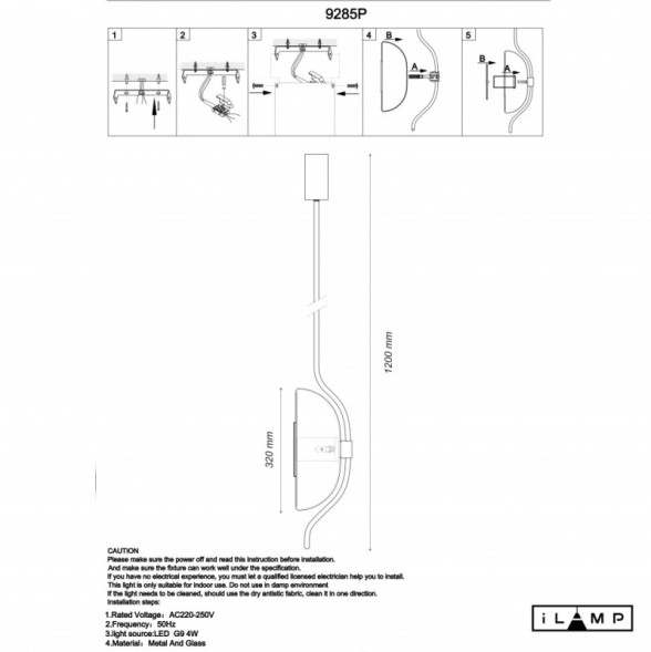 Подвесной светильник iLamp STEREO 9285P GL SM
