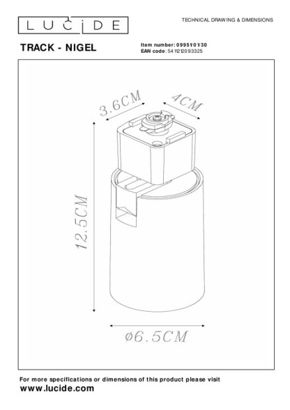 Трековый светильник LUCIDE TRACK - NIGEL 09951/01/30