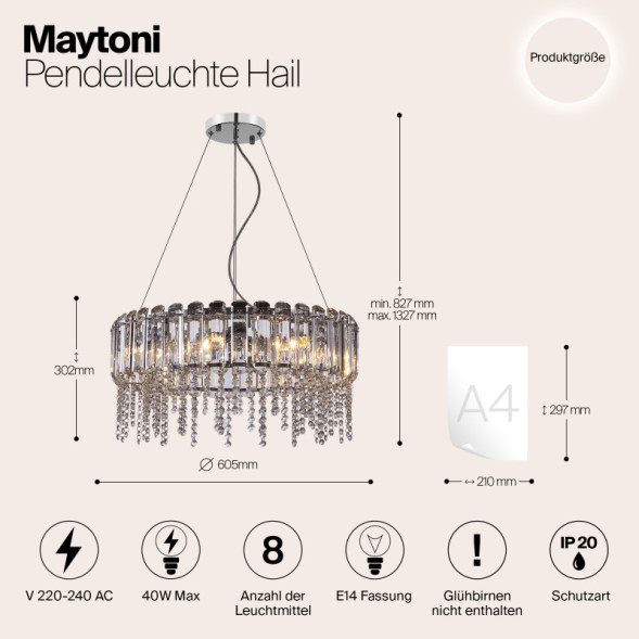 Подвесная люстра Maytoni Hail MOD097PL-08CH