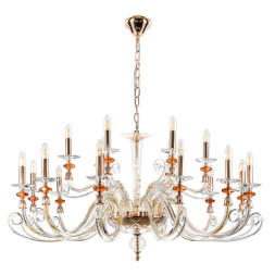 Подвесная люстра Crystal Lux Catarina CATARINA SP12+6 V2 GOLD/TRANSPARENT-COGNAC