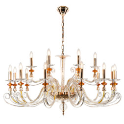 Подвесная люстра Crystal Lux Catarina CATARINA SP12+6 V2 GOLD/TRANSPARENT-COGNAC
