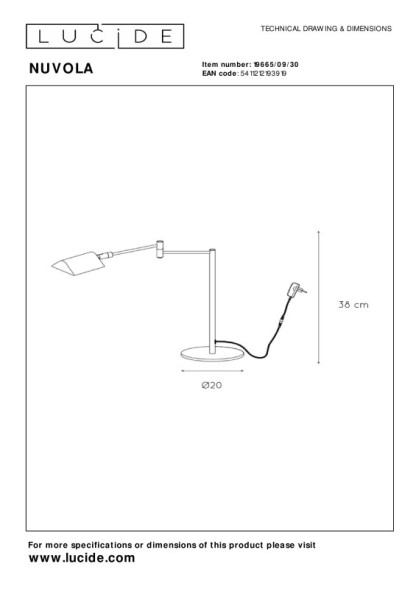 Настольная лампа LUCIDE 19665/09/30