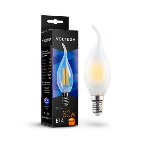 Светодиодная лампа Voltega Candel wind matt 7025 6W 220V 550lm E14 белый (теплый)