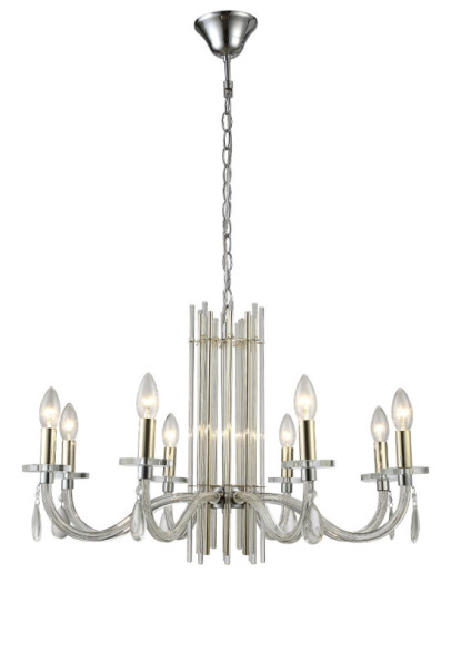 Подвесная люстра Crystal Lux Aurelio AURELIO SP8 GOLD+CHROME/TRANSPARENT