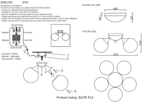 Потолочная люстра Crystal Lux Suite SUITE PL5 BRONZE