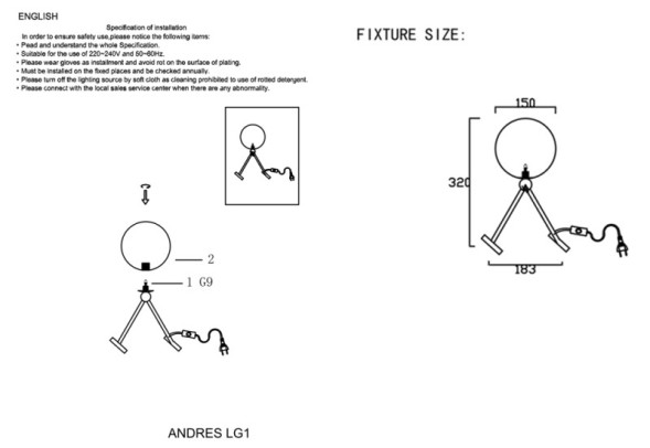 Настольная лампа Crystal Lux ANDRES ANDRES LG1 BRONZE/TRANSPARENTE