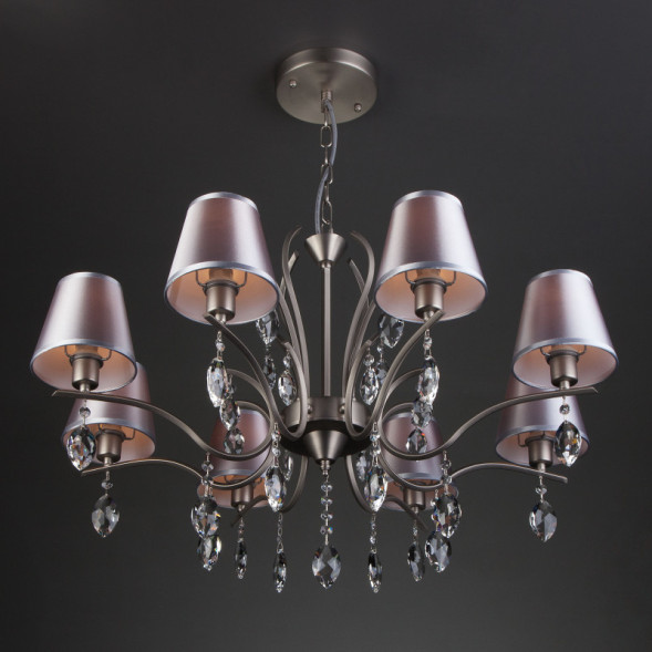 Подвесная люстра Eurosvet AURELIA 10089/8 сатин-никель/прозрачный хрусталь Strotskis