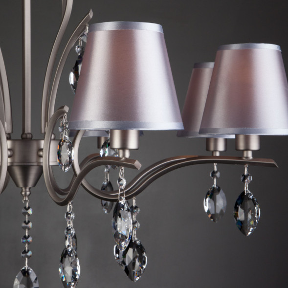 Подвесная люстра Eurosvet AURELIA 10089/8 сатин-никель/прозрачный хрусталь Strotskis