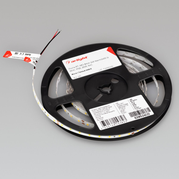Лента Arlight RT-A80-8mm 2835 028526(2) 30W 24V 840lm белый (теплый) IP20