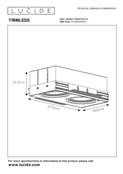 Встраиваемый точечный светильник LUCIDE TRIMLESS 09931/02/31
