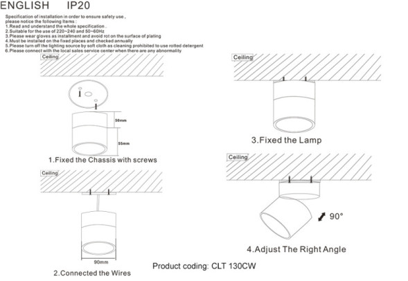 Накладной точечный светильник Crystal Lux CLT 130 CLT 130CW WH