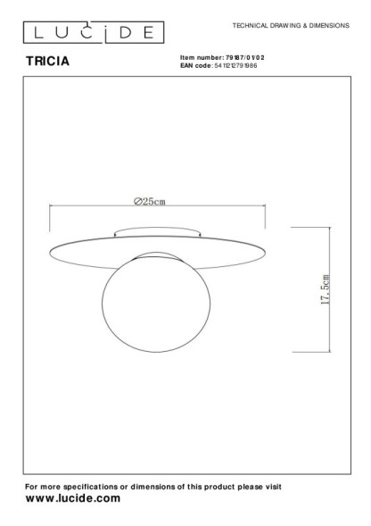 Потолочный светильник LUCIDE TRICIA 79187/01/02