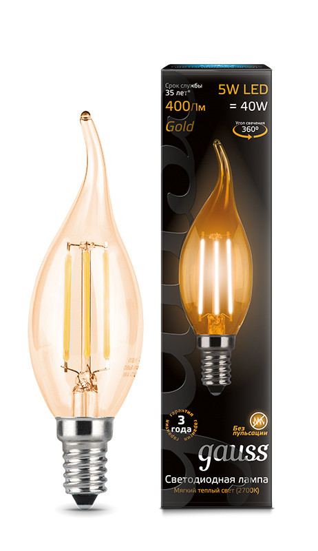 Светодиодная лампа Gauss Filament 104801005 5W 220V 400lm E14 белый (теплый)