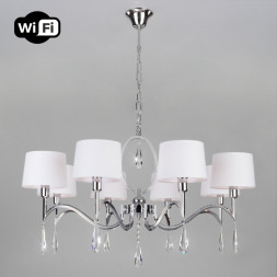 Подвесная люстра Eurosvet MADERA 10127/8 хром/прозрачный хрусталь Strotskis Smart (