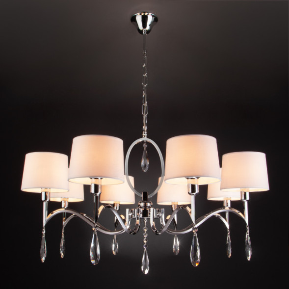 Подвесная люстра Eurosvet MADERA 10127/8 хром/прозрачный хрусталь Strotskis Smart (