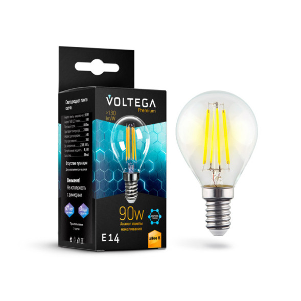 Светодиодная лампа Voltega Globe Graphene 7136 7W 220V 800lm E14 белый (теплый)