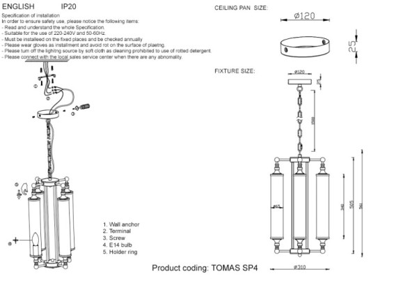 Подвесная люстра Crystal Lux TOMAS TOMAS SP4 CHROME