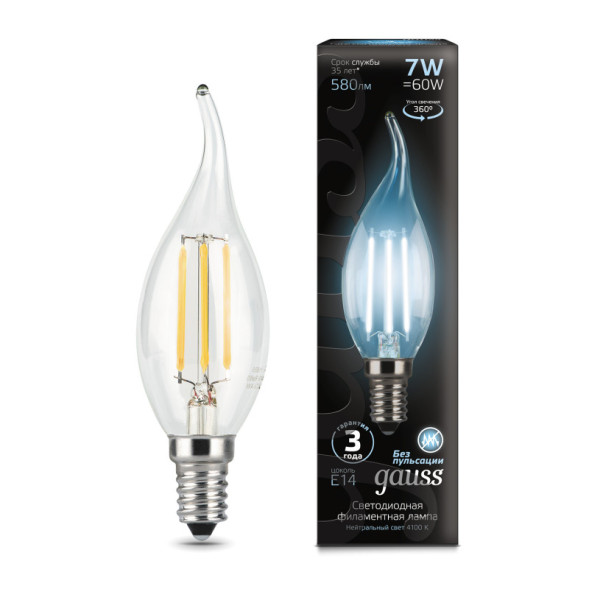 Светодиодная лампа Gauss Filament 104801207 7W 220V 580lm E14 белый (дневной)