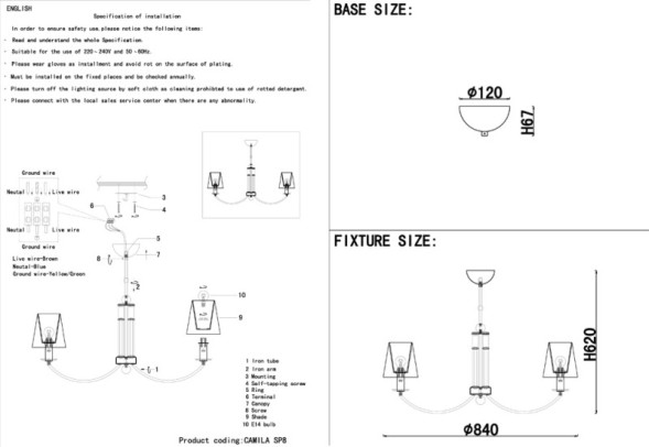 Люстра на штанге Crystal Lux Camila CAMILA SP8 GOLD