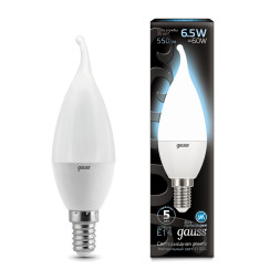 Светодиодная лампа Gauss Свеча 104101207 6.5W 220V 550lm E14 белый (дневной)