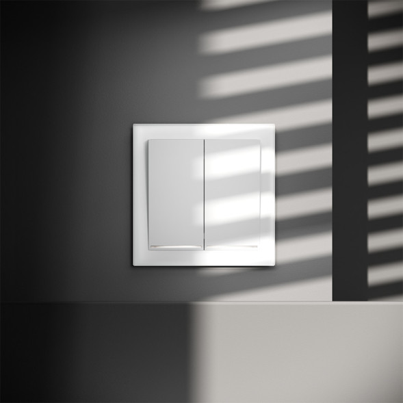 Выключатель двухклавишный с подсветкой VOLTUM VLS020402