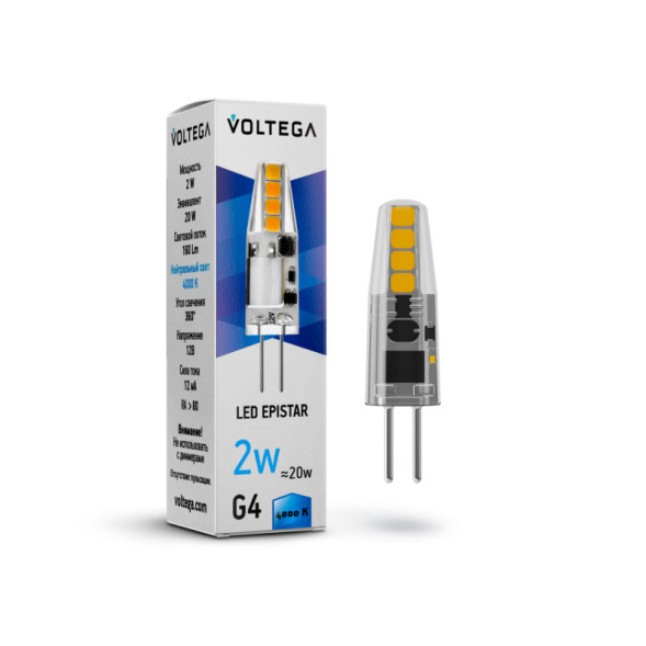 Светодиодная лампа Voltega Capsule 7143 2W 12V 160lm G4 белый (дневной)