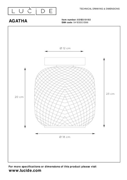 Потолочный светильник LUCIDE Agatha 03133/01/02