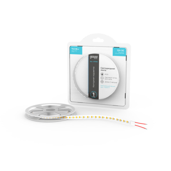 Лента Gauss Basic LED 2835/120 BT065 48W 12V 624lm белый (дневной) IP20