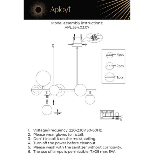 Подвесная люстра APLOYT APL.334.03.07 Feliche