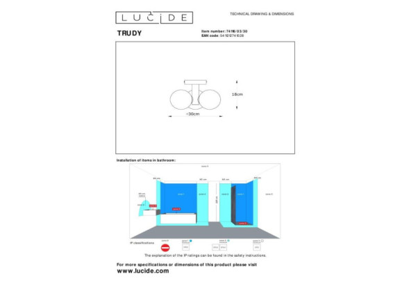 Подвесной светильник LUCIDE TRUDY 74116/03/30
