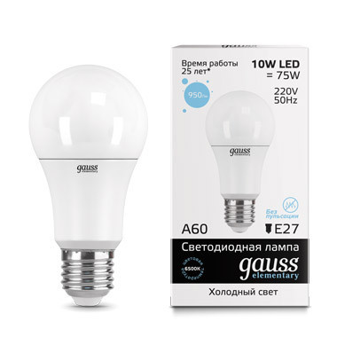 Светодиодная лампа Gauss A60 23230 10W 220V 950lm E27 белый (холодный)