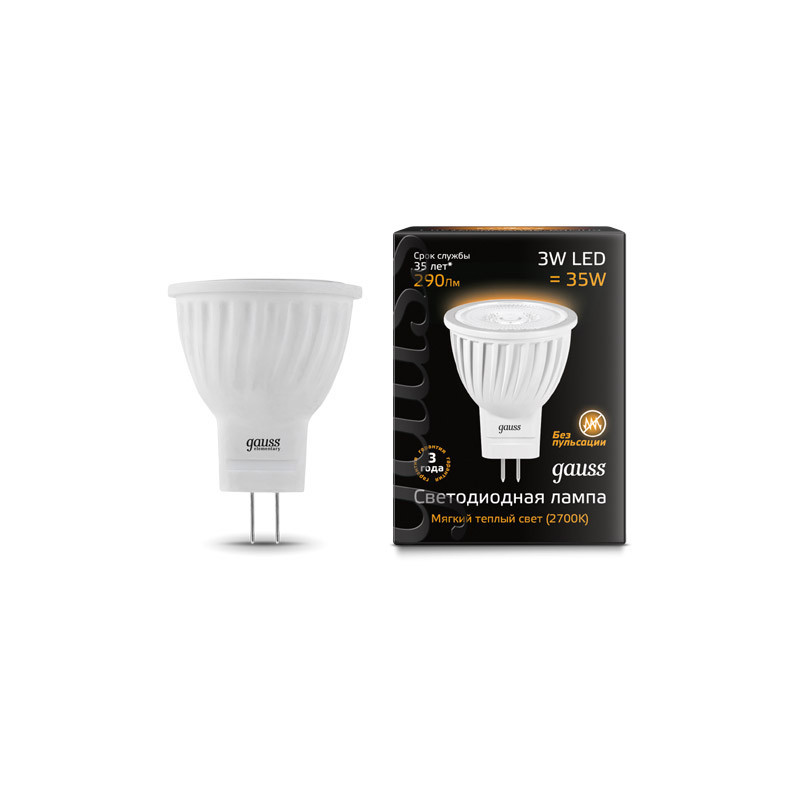 Светодиодная лампа Gauss Софитная 132517103 3W 220V 290lm GU4 белый (теплый)
