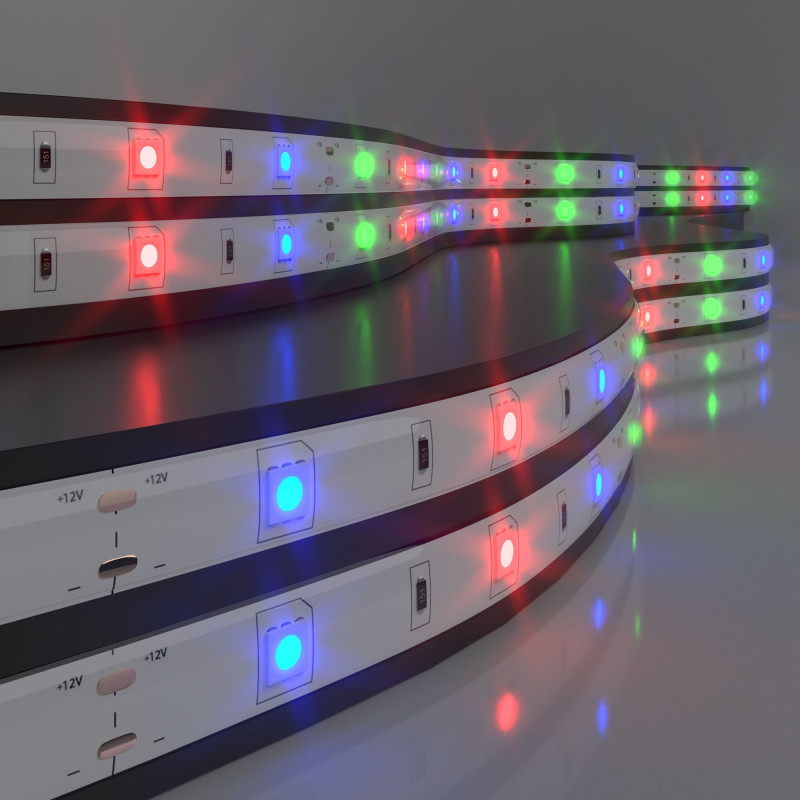 Лента Elektrostandard 5050/30 LED 7.2W IP65 [белая подложка] мультиколор 0W 12V RGB IP65