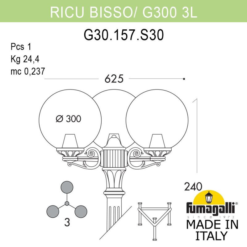 Садово-парковый светильник Fumagalli G30.157.S30.AYF1R