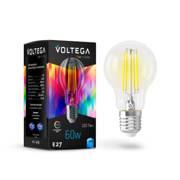 Светодиодная лампа Voltega General purpose bulb High CRI 7155 7W 220V 560lm E27 белый (дневной)