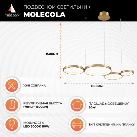 Подвесная люстра Vele Luce Molecola VL7244P04