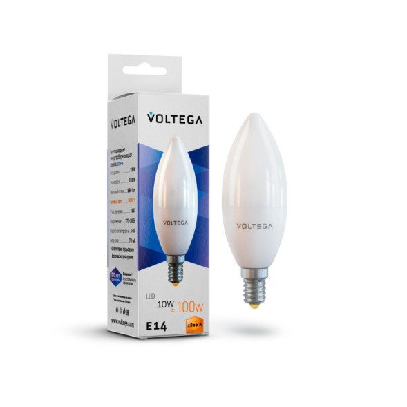 Светодиодная лампа Voltega Candle 7064 10W 220V 880lm E14 белый (теплый)