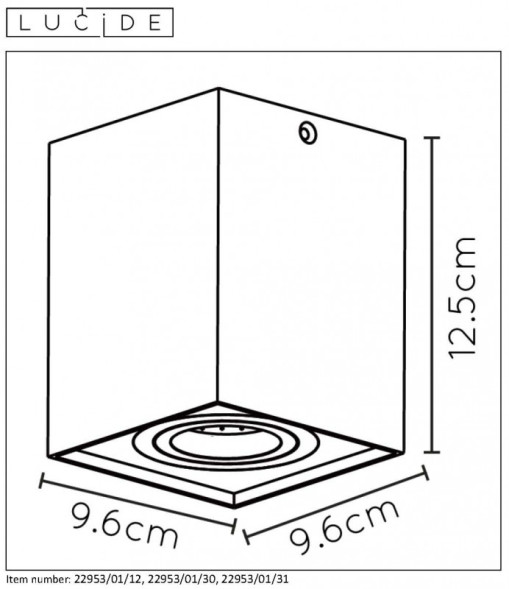 Накладной точечный светильник LUCIDE TUBE 22953/01/30