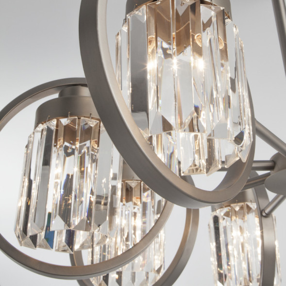 Люстра на штанге Eurosvet Loraine 10095/8 сатин-никель/прозрачный хрусталь Strotskis