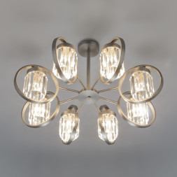 Люстра на штанге Eurosvet Loraine 10095/8 сатин-никель/прозрачный хрусталь Strotskis