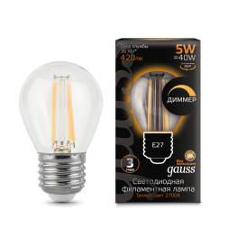 Светодиодная лампа Gauss Filament 105802105-D 5W 220V 420lm E27 белый (теплый)