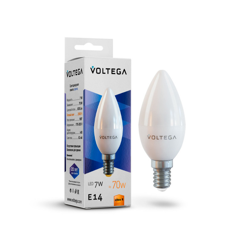 Светодиодная лампа Voltega Candle 7048 7W 220V 650lm E14 белый (теплый)