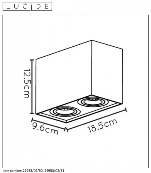 Накладной точечный светильник LUCIDE TUBE 22953/02/30
