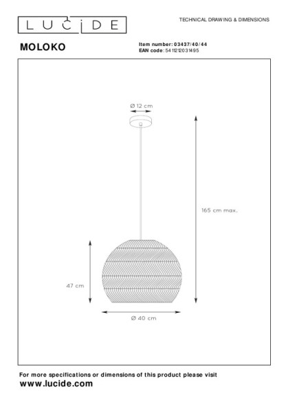 Подвесной светильник LUCIDE MOLOKO 03437/40/44