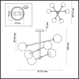Люстра на штанге LUMION SIERRA 4454/6C