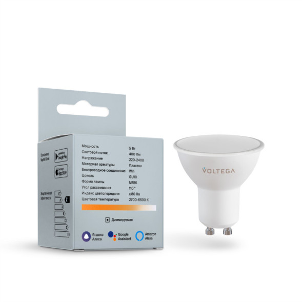 Светодиодная лампа Voltega Wi-Fi bulbs 2425 5W 220V 400lm GU10 белый (регулируемый)