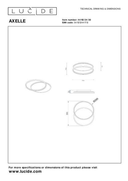 Потолочный светильник LUCIDE AXELLE 44112/24/30
