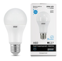 Светодиодная лампа Gauss A60 23239 20W 220V 1750lm E27 белый (холодный)